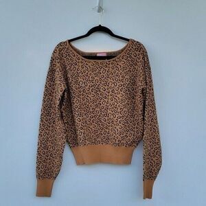 Le Rumi Cheetah Leopard Print Long Sleeve Sweater Size Small